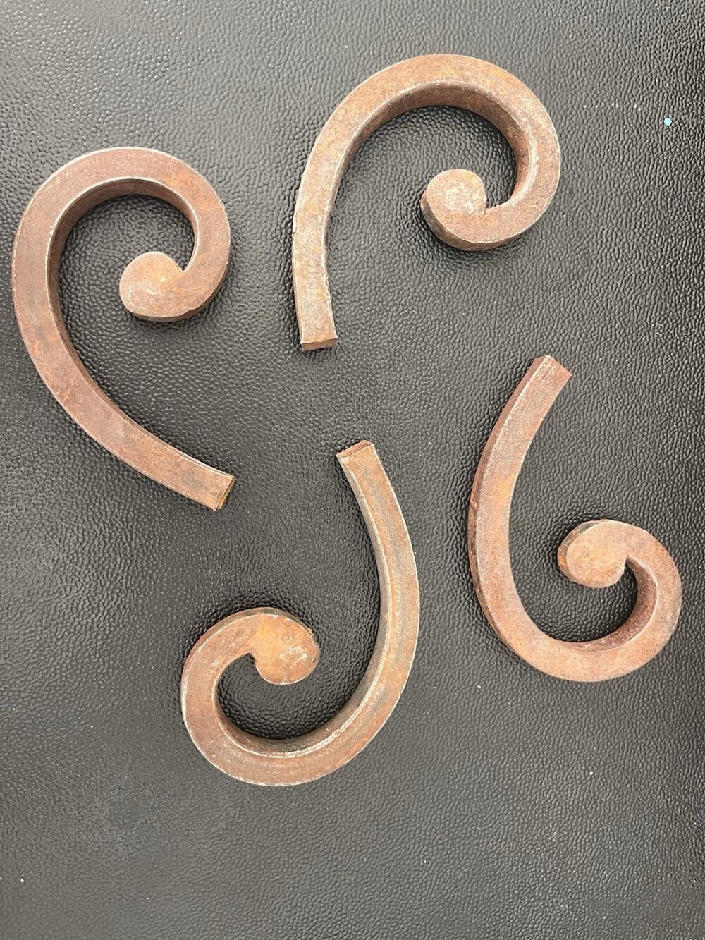 Wrought Iron Metal Scroll Wall Decor Vintage Set Of 4 Aged Rustic